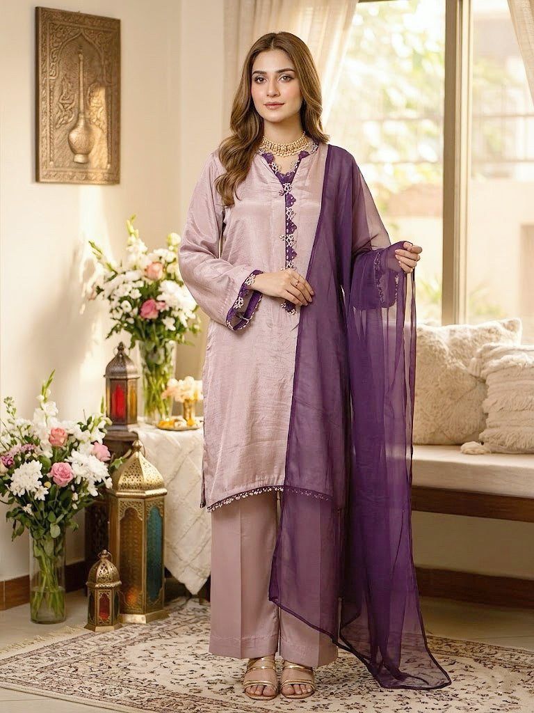 Mauve & Purple Silk Ensemble