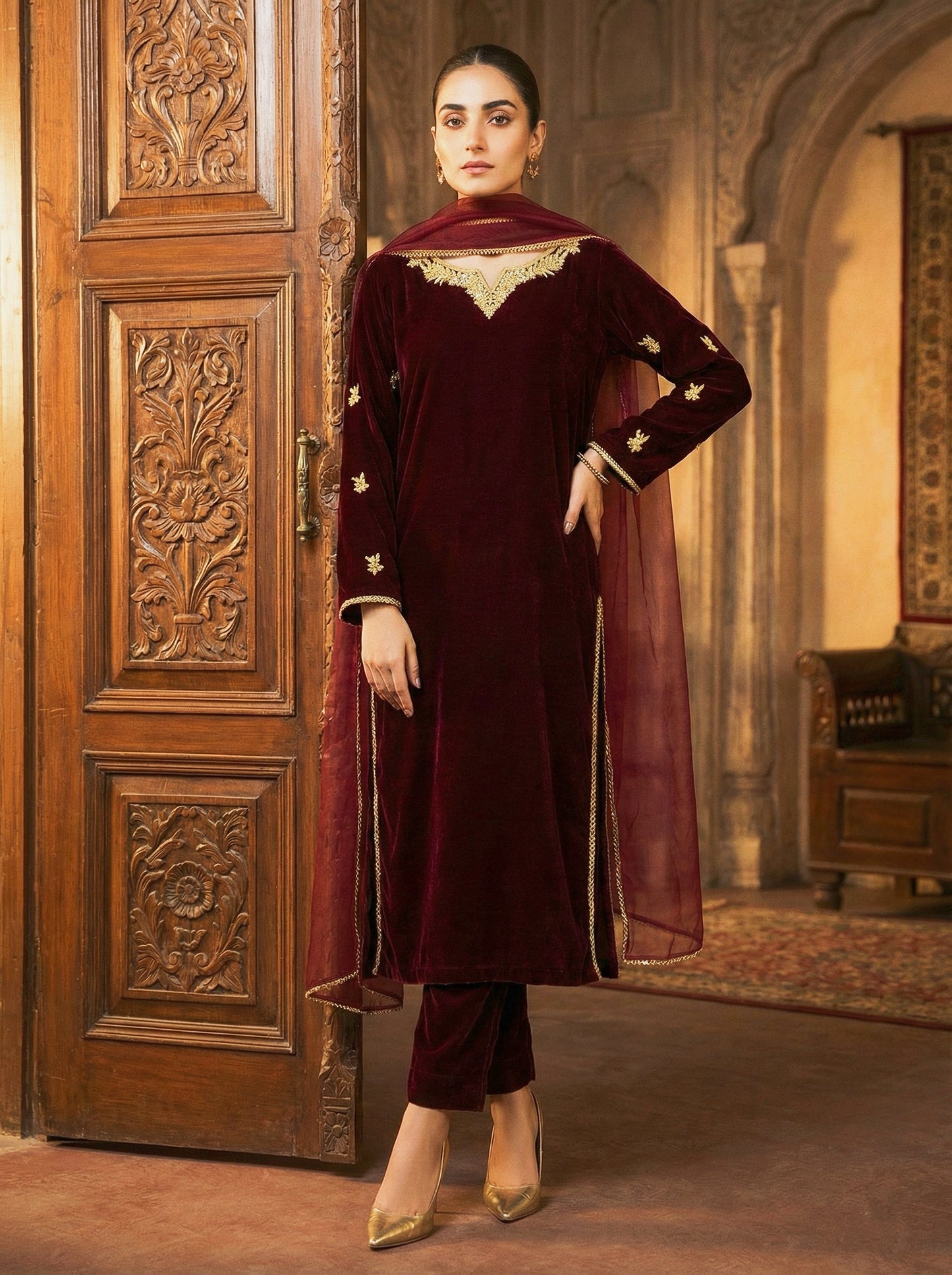 The Garnet Velvet 3-Piece Set