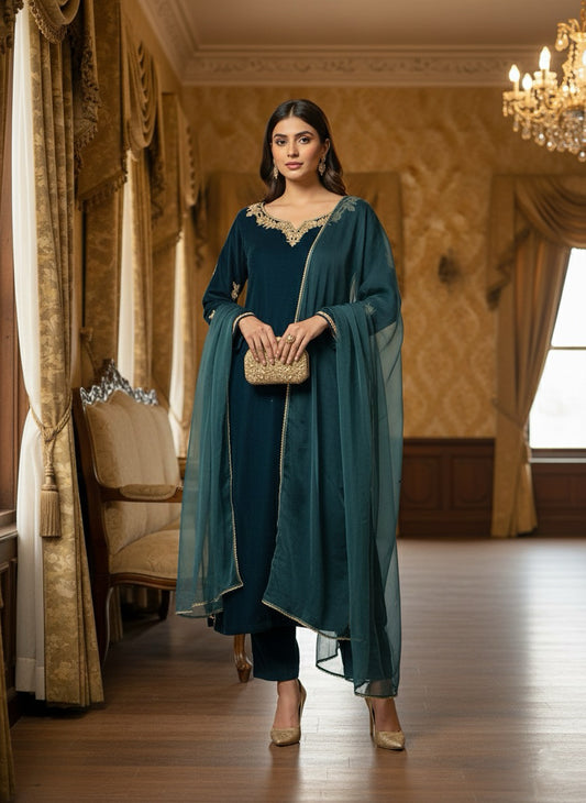 The Emerald Green Velvet 3 Piece-Set