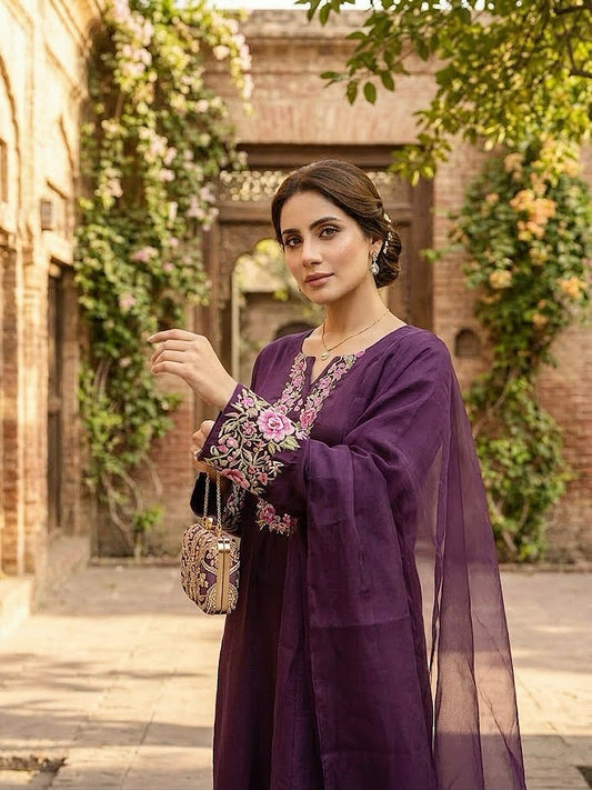 Deep Plum Silk Ensemble