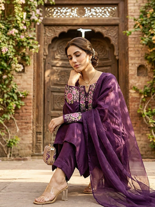 Deep Plum Silk Ensemble